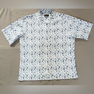 Men’s Bugatchi short Sleeve Shirt Fish Blue Size 2XL